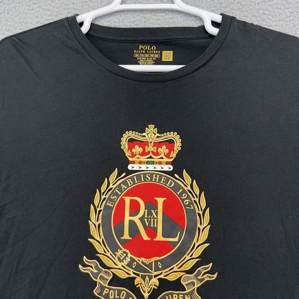 Polo Ralph Lauren Custom Slim Fit Crest Long Sleeve T-Shirt Black Men's XXL